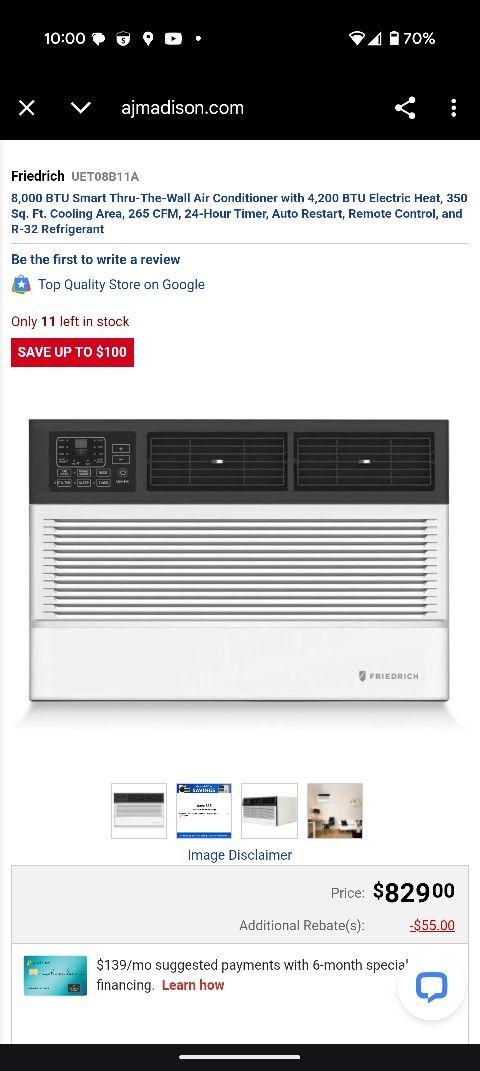 FRIEDRICH Through The Wall Ac Units / NEW / 2 Available/ With Heat