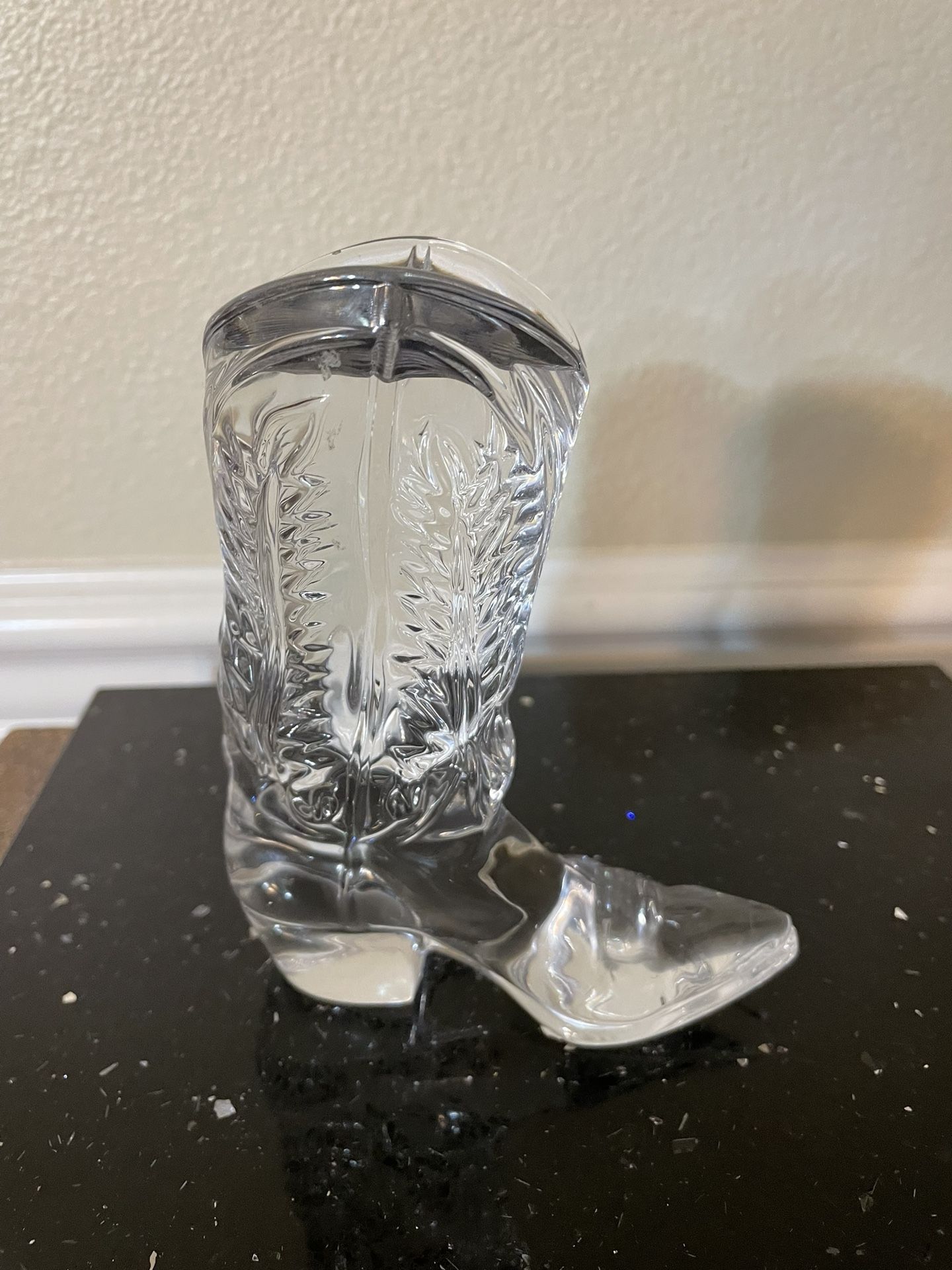 5” Crystal Glass Boot, Ralph Lauren Style Cowboy Boot , Vintage Glass Figurine