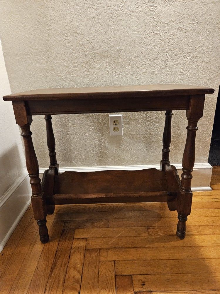 Antique Vintage solid wood side table with magazine rack