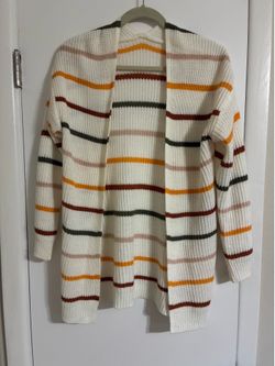 Cream striped knit cardigan. SHEIN Size Small. Porch pickup 63074. Cash or Venmo only.