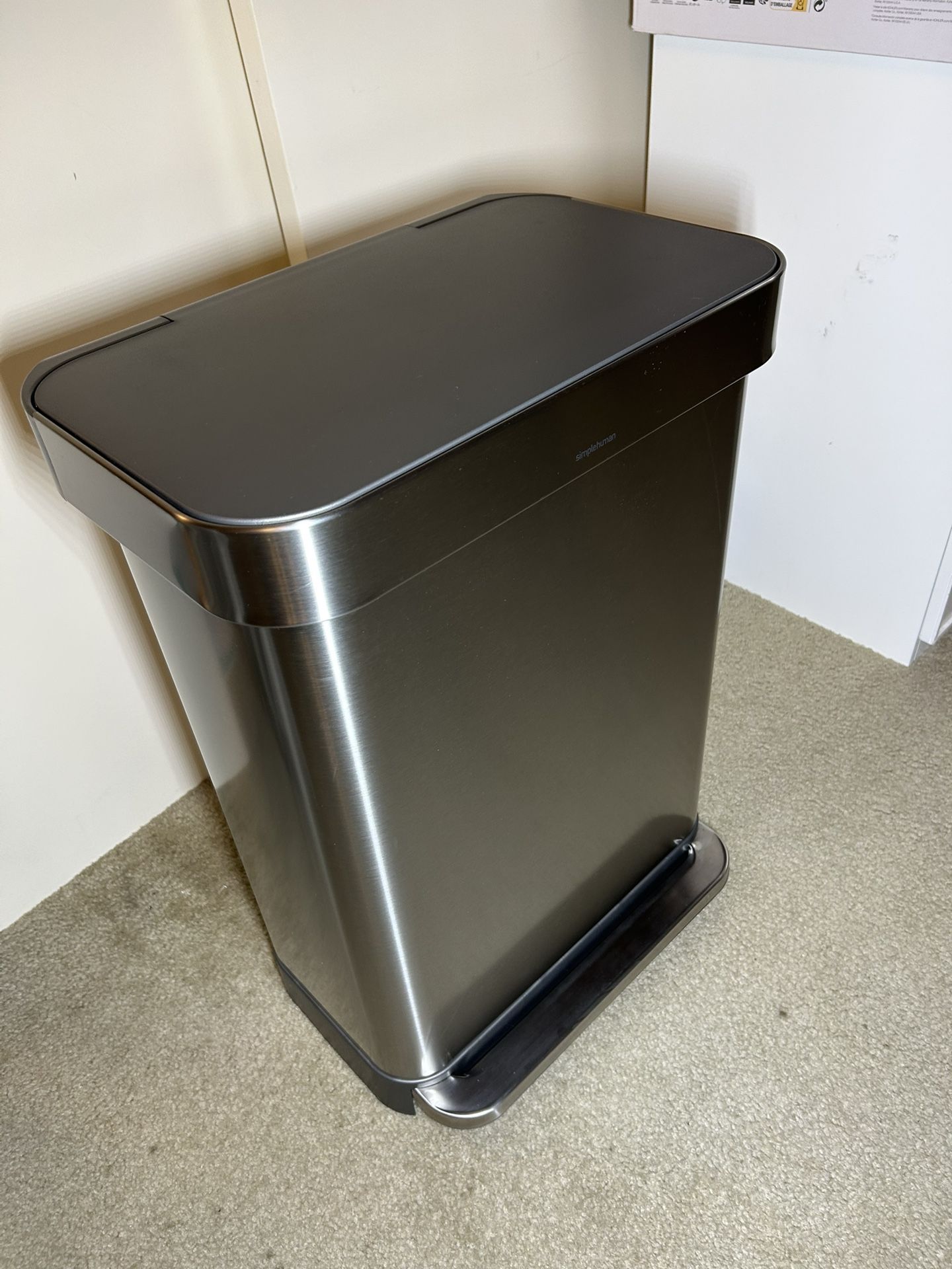 55 Liter Rectangular Kitchen Trash Can with Liner Pocket