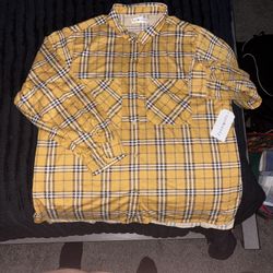 Women's flannel yellow button-down