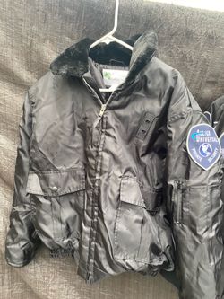 ALLIED UNIVERSAL Security Services Winter Jacket Coat Faux Fur Collar Mens size L
