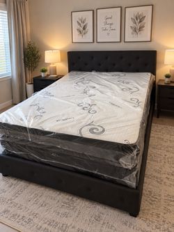 Bed frame black full size new (price Mattress for separated )
