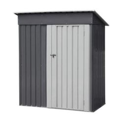 5 x 3 Ft Outdoor Storage Shed, Small Metal Garden Tool Shed with Single Lockable Door, Gray (15 sq. ft. )