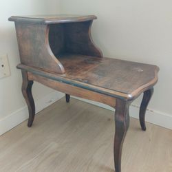 Antique Two-tier Step End Table Wood