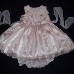 Pippa & Julie Baby Girl 18M Ribbon Stripe Holiday Dress Outfit Bloomer