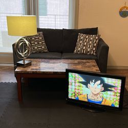 Small Living room Set(Couch, Table, Tv, Lamp)