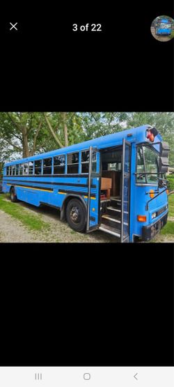 Blue Converted Full-Size School Bus