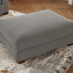
41.5 in. Light Gray Corduroy Fabric Rectangle Ottoman with Wood Legs

