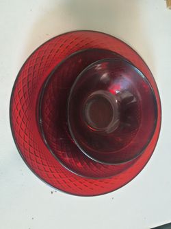 Set Of 3 Red Glass Holiday Serving Plates