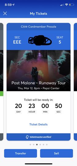 2 post Malone Floor tickets section EEE