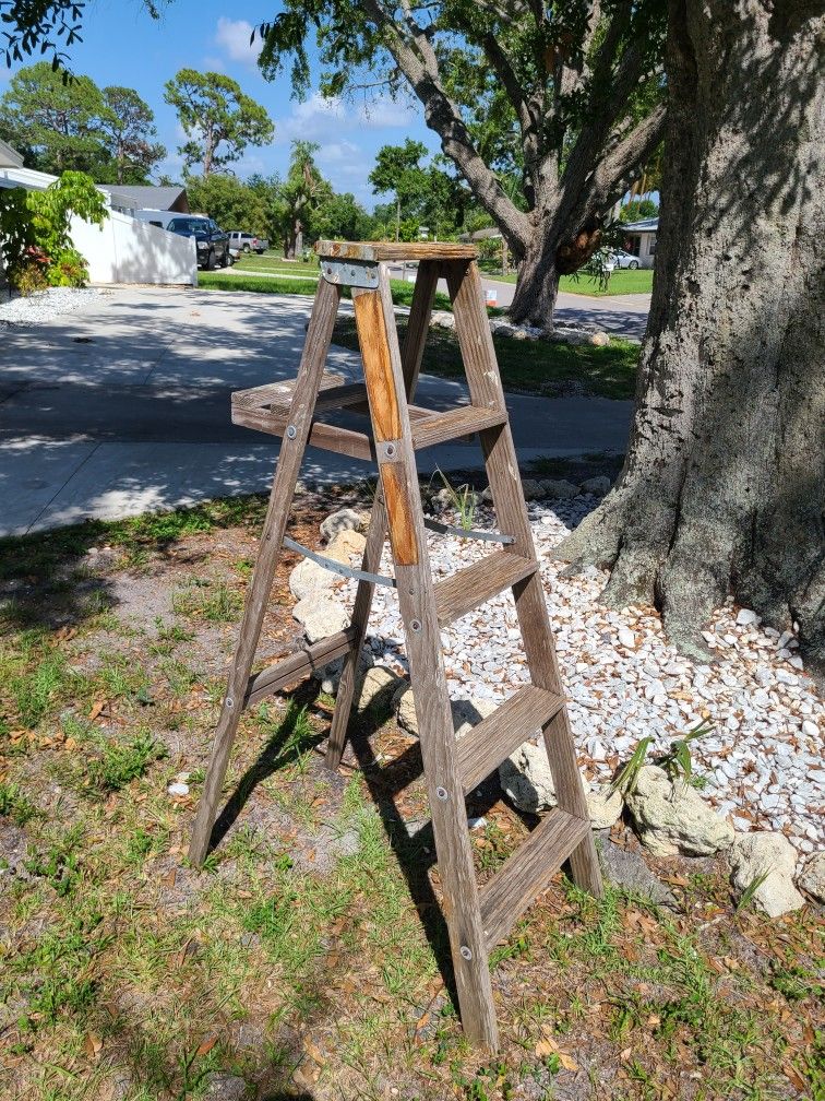 Wood ladders to display pots and plants
