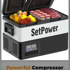 Setpower PT35 12V Portable Car Refrigerator Freezer with AC Adapter, 37 Quart Dual Zone Outdoor Fridge, 0℉-50℉, Separate Temperature Control, 3-Year W
