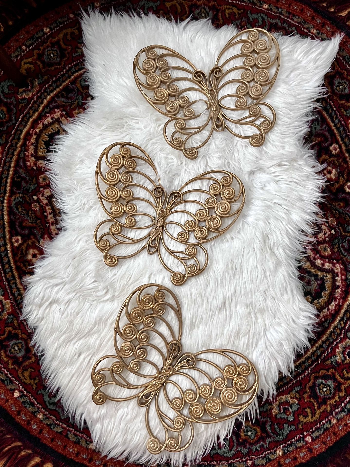 Faux Wicker Butterflies Burwood Products Hanging Wall Decor Boho Bohemian Chic