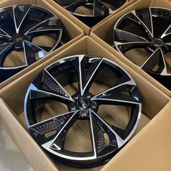21” Gloss Black Machined RS7 Style Wheels NEW 4X Square Set 21x9 +30 (5x112) fits Audi A5 A6 A7 A8 
