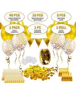 Gold Confetti Balloons Party Decorations 56 Pieces