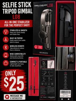 📱 L08 Gimbal Stabilizer Selfie Stick Tripod – Only $25! 🎥