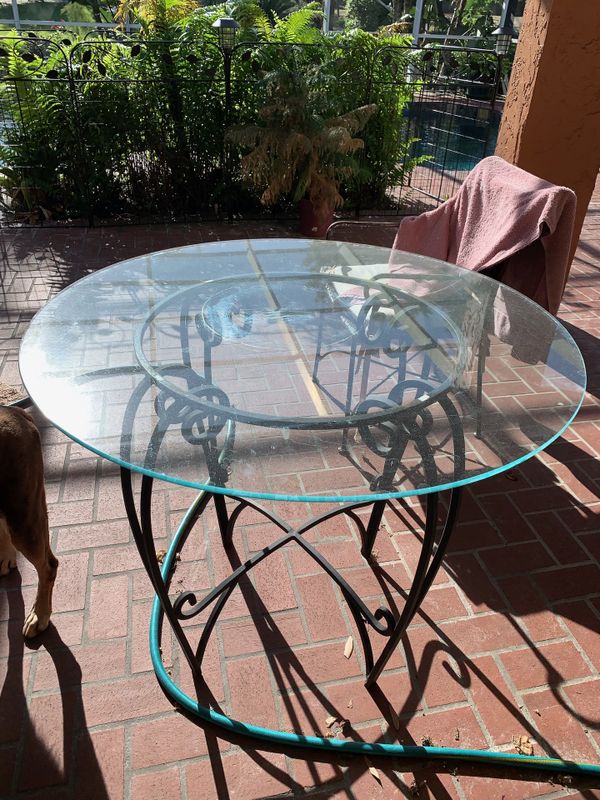 Patio Furniture Two Glass Top Metal Tables Plus Chairs For In Patio Furniture Two Glass Top Metal Tables Plus Chairs Longwood