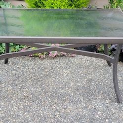 Brown Metal Tempered Glass Patio Coffee Table 