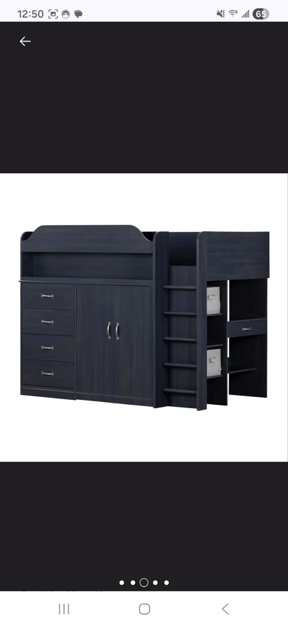 Arlen Twin 5 Drawer Loft Bed with Bookcase by South Shore