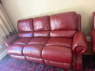 Red Leather Reclining and loveseat