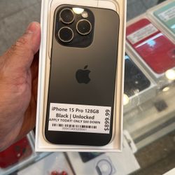 Apple iPhone 15 Pro 128GB Black Unlocked for All Carrier Metro Boost Cricket Spectrum Verizon AT&T T-Mobile  Brand New in Box 🎁  