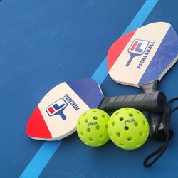 Pickleball Paddles Set of 2 - Includes 2 Pickleball Rackets, 2 Outdoor Pickleball Balls, Pickleball Racket Game Equipment Mesh Bag  New / sealed packa