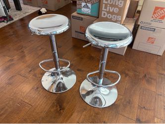2 Chrome variable height Bar Stools