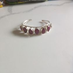 Sterling Silver Garnet Cuff Bracelet