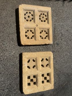 Antique Pair Hand-Carved stones Architectural Panels