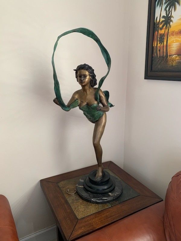 Bronze and marble ballerina statue