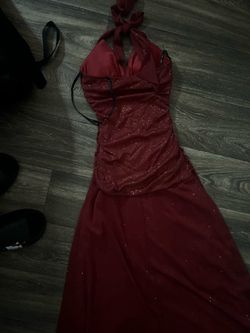 Red flowy halter top dress 2000s