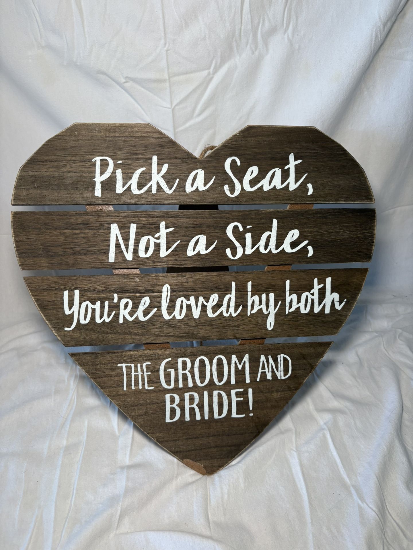 Pick a seat, not a side wedding ceremony sign