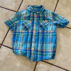 Toddler Boys Plaid SS Button Front Shirt Size 5T Cherokee 