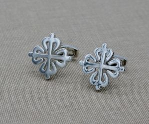 Silver Calatrava Cross Cufflinks – Polished Religious