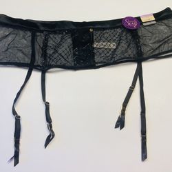 Cacique Seriously Sexy Garter Belt Black Lace Satin Womens Plus Size 18/20 NEW