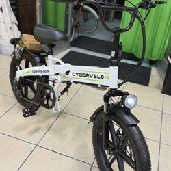 CYBERVELO FOLDING E. BIKE PEAK 1000W 48V 20.8AhLARGE REMOVABLE BATTERY +30MPH-RANGE 80MILES. —PAYLOAD CAP. 350 LBS. —TIRES 20  x 3 in  FEATURES AT A G