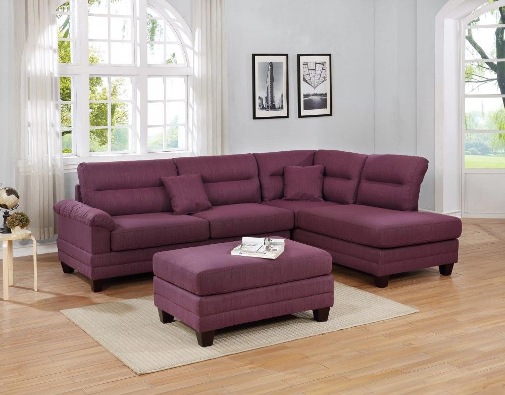 3 Pcs Sectional SetColor: Warm Purple / Bonito Seccional Color Morado Nuevo En Caja