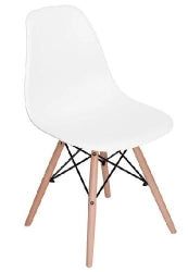 Homy Casa RICO White Dining Chair Set of 6 – Modern Beech Wood Legs, White PP Seat & Backrest, Industrial Style Open Box