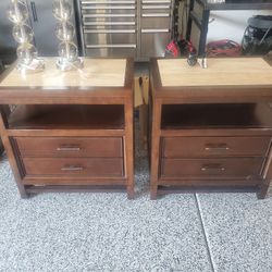 Two End Tables And Two Lamps