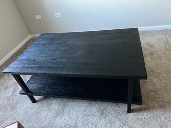 NEW Black Wood Coffee Table with Lower Shelf