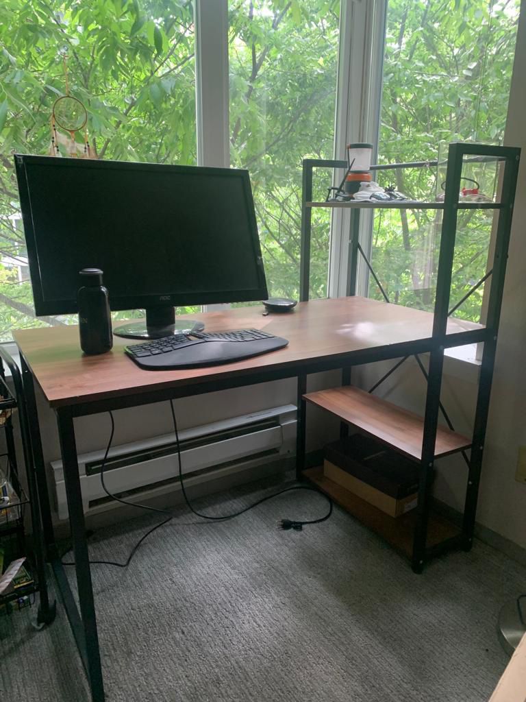 Work Desk With Bookshelf and Ikea Wallway Storage Unit