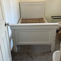 White Wooden Twin Bed Frame