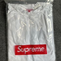 Supreme White Shirt With Bottom Back Stitch Lettering In Teal