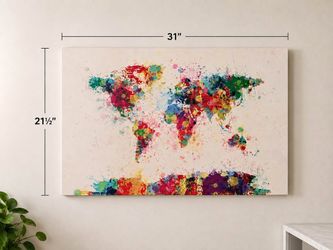 Colorful World Map Canvas Wall Art