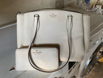 Kate Spade Monet Large Triple Compartment Tote Bag & Matching Wallet Set - Cream / Ivory.