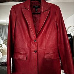 Red Leather Blazer 