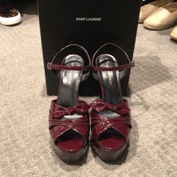 Saint Laurent Candies Sandals patent burgundy - Women’s Size 6