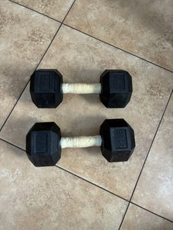 Pair of 25lb Rubber Hex Dumbbell, Firm Price